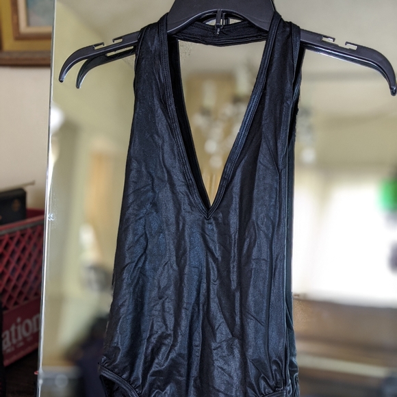 COPY - American Apparel metallic black halter bodysuit - Picture 1 of 6
